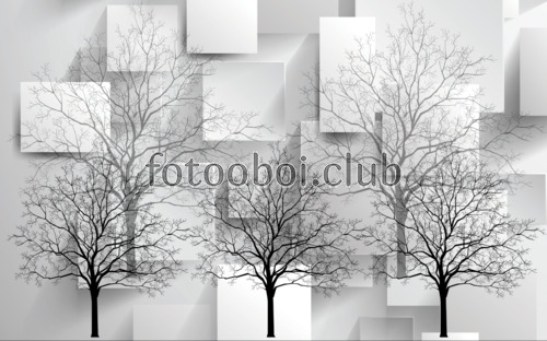 деревья, плитки, 3д, 3d, стереоскопические